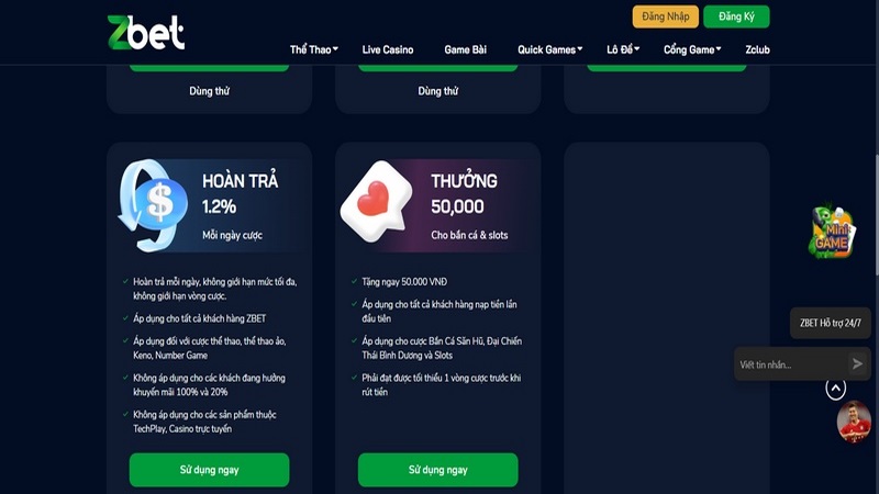 Khuyến mãi ZBET - Các chương trình sự kiện bùng nổ 1 Tặng Ngay 50K Tiền Cược Dành Cho Newbie Khi Tạo Thành Công Tài Khoản